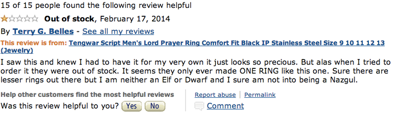 Illustration for article titled Reviews For This "Tengwar Script Men's Lord Prayer Ring" Are Excellent